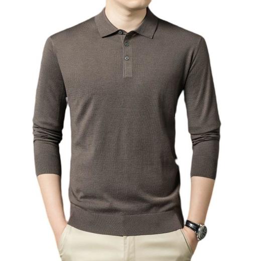 丰讯 男士秋冬季翻领长袖纯色毛衣商务休闲针织衫 FXT5354 商品图0