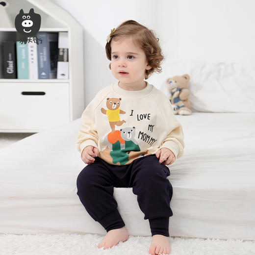 小猪大卫卫衣毛圈卡通圆领套装上衣男女宝外穿内搭90-120 商品图3