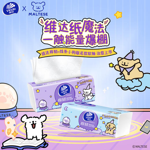Vinda维达 线条小狗联名棉韧立体美压花抽纸3层100抽*20包M码 RW-MT100C20C 商品图3