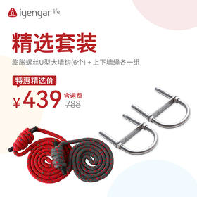 ZH1062墙钩墙绳套装  膨胀U型大墙钩*6+上墙绳*2下墙绳*2