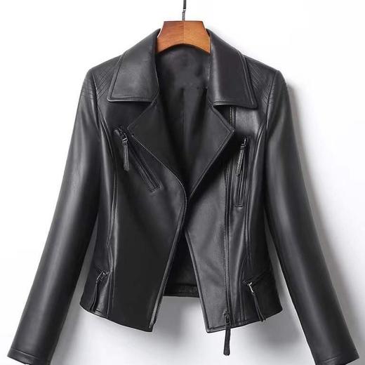 丁摩短款真皮皮衣真皮绵羊皮修身机车款外套AL9807 商品图4