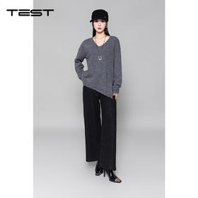 冬上新个性V领不规则毛边解锁秋冬高级感毛衣1254035