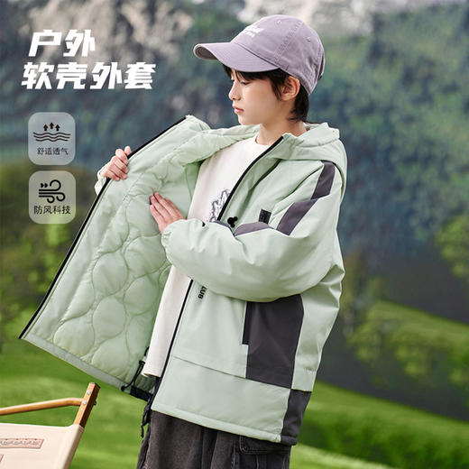 优选丨Disney/迪士尼男女童舒适户外搭子软壳夹棉防风外套TA53ZW201 商品图0