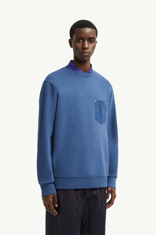 萌口 牛仔贴布口袋 针织毛圈圆领卫衣 WY923 商品图1