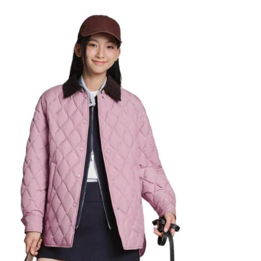 波司登 女翻领菱形格一手长羽绒服 B250135334 商品图0