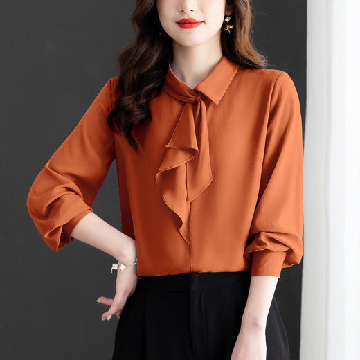 雀说法式气质衬衫新款设计感洋气减龄飘带长袖上衣AL1802 商品图4