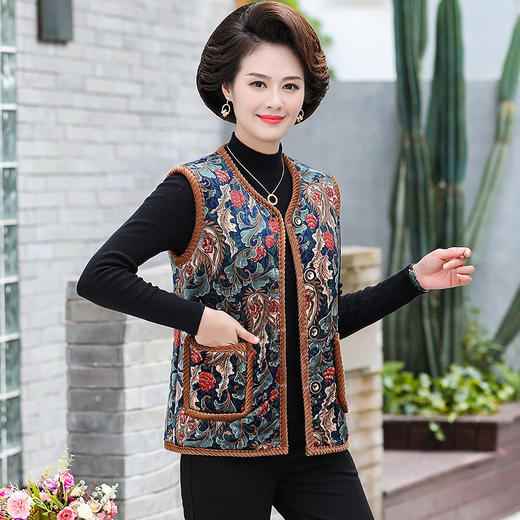 秋冬【加绒加厚妈妈装马甲】奶奶保暖背心 中老年女装老太太马夹外套坎肩  商品图11