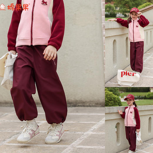 棉果果冬季新品女童涤丝纺复合绒保暖加厚加绒长裤M422200325743 商品图0