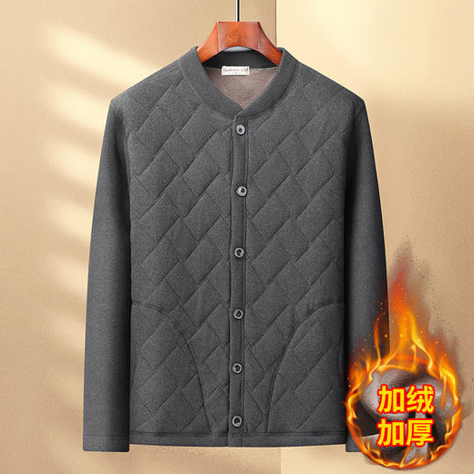 冬季【中老年男装保暖开衫棉衣】加绒加厚棉袄外穿 老人爸爸冬季内搭套装  商品图5