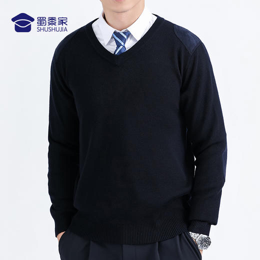 【通勤V领羊毛衫】精纺羊毛衫 可机洗保暖长袖打底衫打底毛衣 商品图0