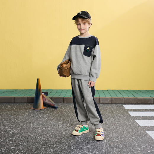 【MQD】童装男童春季品学院风运动休闲中大童简约穿搭半高领卫衣 商品图3