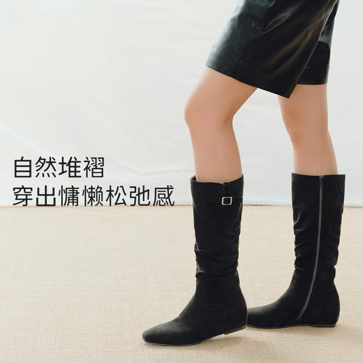 【炭焙乌龙】7or9 慵懒风堆堆靴秋冬款暖靴自发热长靴内增高 商品图4