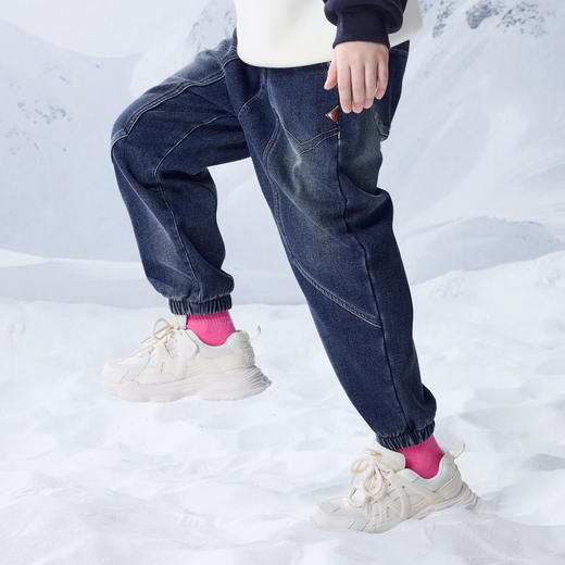 【MQD】小灯塔儿童加绒牛仔裤男童冬季新款加厚保暖裤子百搭长裤 商品图2