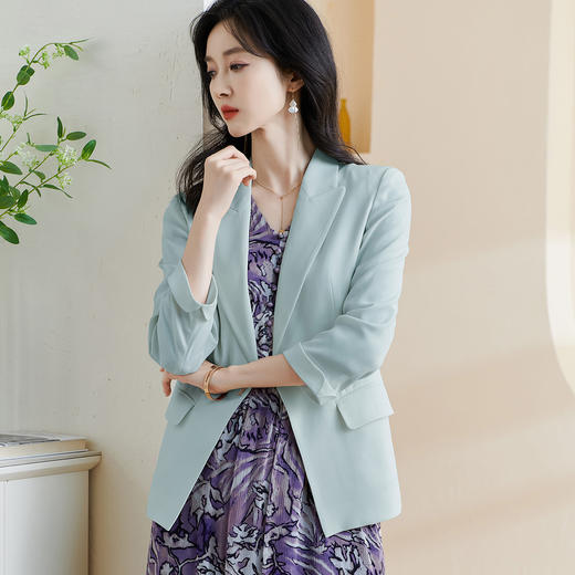 剩S/M 别致七分袖醋酸西服知性职业小西装外套女0824 商品图4