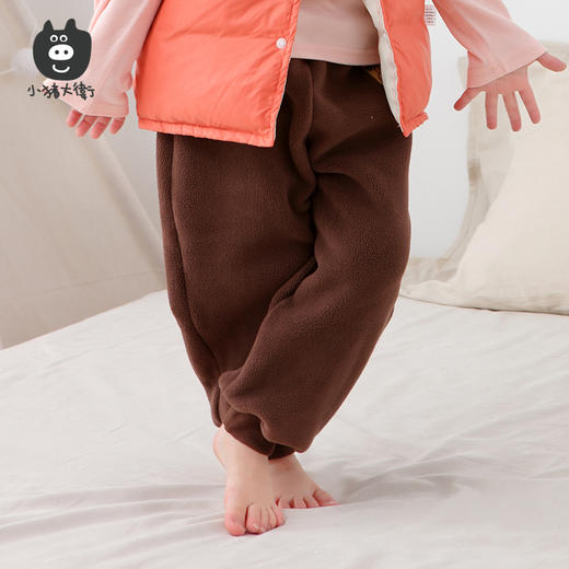 小猪大卫秋冬裤子加厚颗粒绒裤子纯色宽松男童女宝宝长裤90-120 商品图0