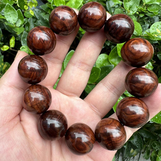 【青山特惠】2.0*12颗海南黄花梨水波紫油梨手串h1241 商品图5