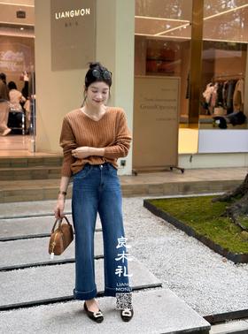 山羊绒——烫钻V领套衫