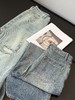 会员福利【高阶感+小个子天菜】拉夏贝尔/La Chapelle美式复古破洞牛仔裤女时尚设计感水洗直筒九分裤 商品缩略图7