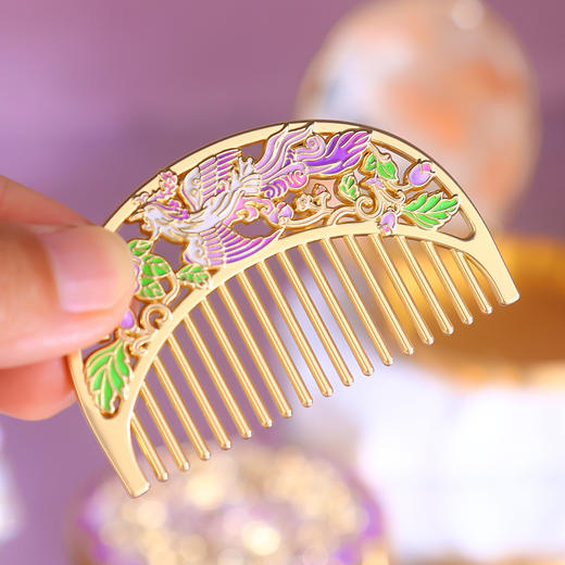 新款凤栖祥云随身镜金属故宫礼物女生手柄镜子国潮古风手持镜随身 商品图6