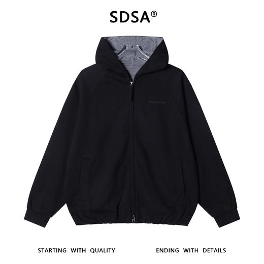 SDSA男士秋冬新款痞帅男装美式简约刺绣字母拉链连帽卫衣百搭时尚 商品图0
