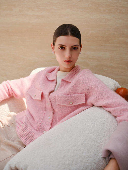 【羊绒+桑蚕丝开衫外套】羊绒世家秋冬新品女士针织款开衫外套 商品图0