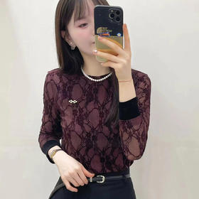 LJ3206 2025秋季新款显瘦打底衫长袖蕾丝衫衬衫女上衣