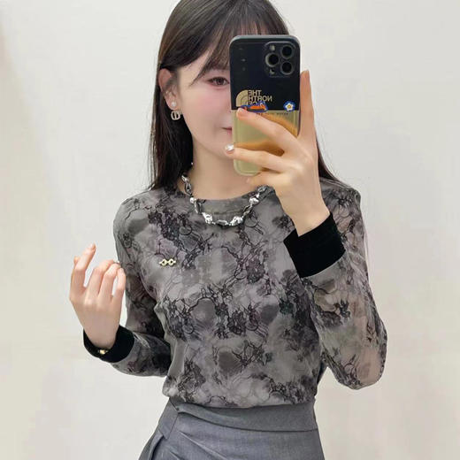 LJ3206 2025秋季新款显瘦打底衫长袖蕾丝衫衬衫女上衣 商品图1