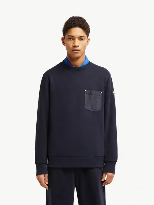 萌口 牛仔贴布口袋 针织毛圈圆领卫衣 WY923 商品图0