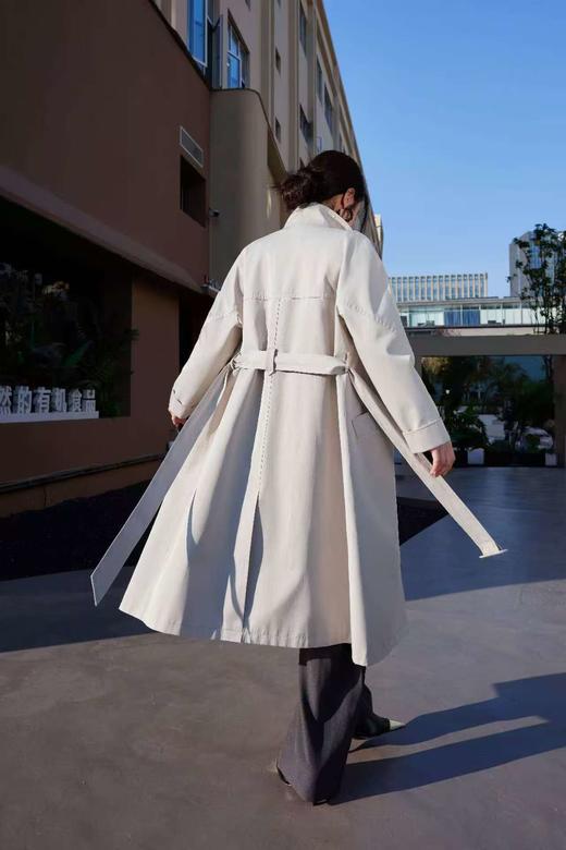 SZ3D53_逍遥游色_风衣_春秋_立领插肩袖腰带收腰中长款垂感大口袋_高级女装_BERNIEELEN 伯妮斯茵 商品图2