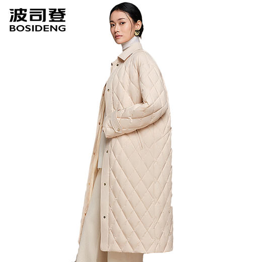 波司登羽绒服2025秋季新款女士长款轻薄菱格小香风外套B250134188 商品图2