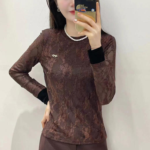 LJ3206 2025秋季新款显瘦打底衫长袖蕾丝衫衬衫女上衣 商品图2