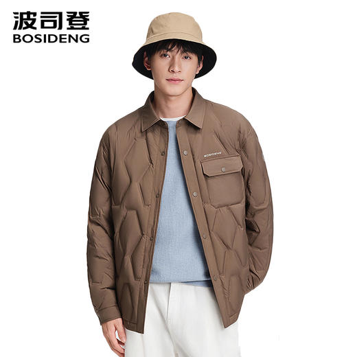 波司登2025秋冬季羽绒服男新款保暖衬衫式翻领轻薄外套B250135319 商品图2