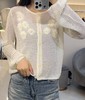 伯妮斯茵 | 复古慵懒 米白镂空针织开衫 立体花朵装饰 软糯亲肤 日常叠穿款  SZ3A62  皓色针织衫-《檖》 商品缩略图0
