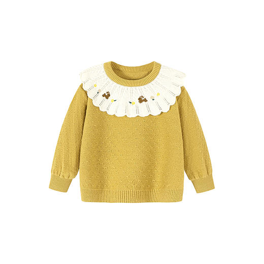 迷你巴拉女童宝宝刺绣毛衣不易变形起球灯笼袖亲肤2025冬新款 商品图4