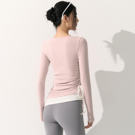 跃牌【禅语梵心】撞色抽绳蓄热显瘦上衣女健身服跑步瑜伽长袖训练运动T恤CX5708 商品图1