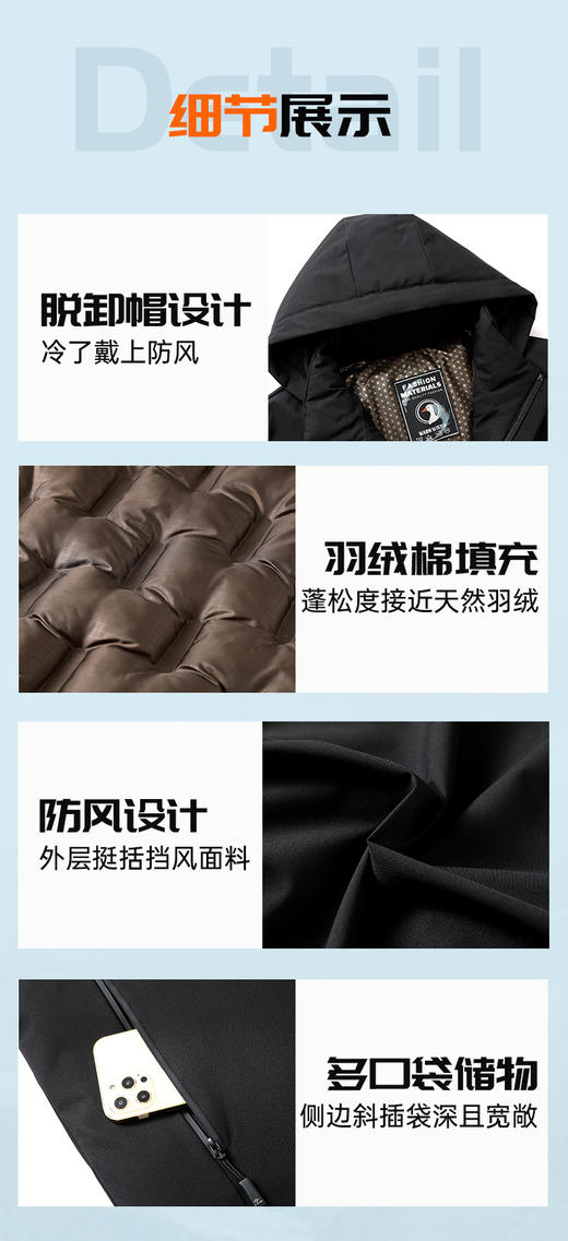 中老年加绒连帽外套 商品图3