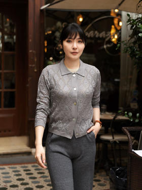 MAISON COVET镂空编织POLO开衫上衣( 买1赠1活动，不可退单件，需全单退或全单确认收货）