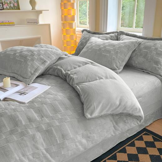 彼加曼 6D全消光皮草绒保暖四件套-云灰200*230cm BGM-T2538 商品图2