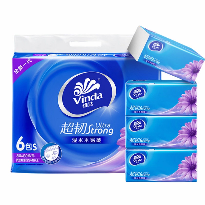 Vinda维达 超韧抽纸3层130抽6包*1提(新旧随机) VWCR6B1T
