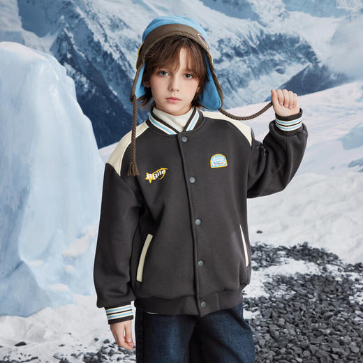 【MQD】冬季男大童复古学院风休闲运动棒球领外套 商品图4
