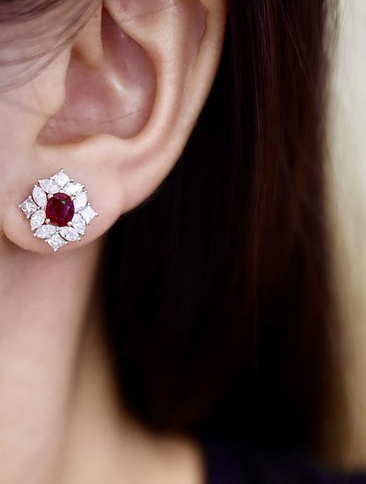 1.5ct刻面红宝石耳钉 商品图7