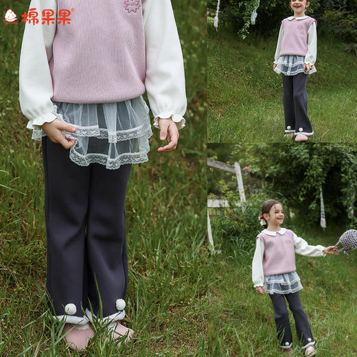 棉果果冬季新品女童抽条复合绒暖绒棉保暖假两件加绒卫衣M422180425728 商品图8