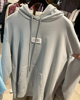 MM6 香港限定 冰川蓝 字母标 袋鼠口袋 宽松时髦藏肉肉 情侣款 连帽卫衣 167/138我穿M