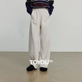 初语休闲裤女冬季新款侧缝前移远红外发热仿呢松紧腰香蕉裤