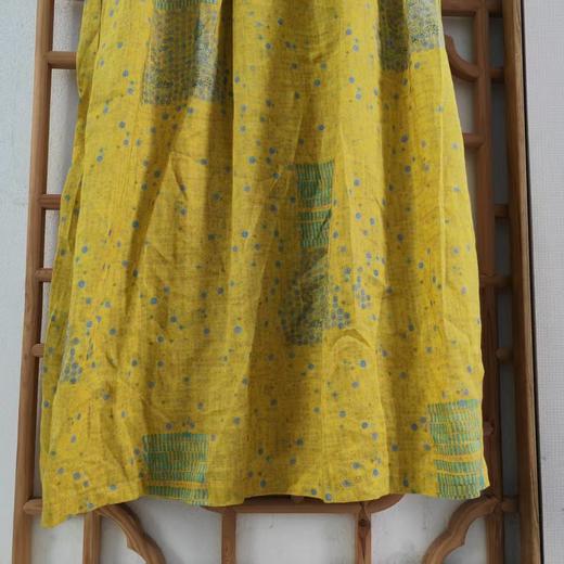 仅一件！XL码 【断码清仓】宽松显瘦文艺复古民族风V领撞色盘扣印花中长款连衣裙ZFYY012 商品图7