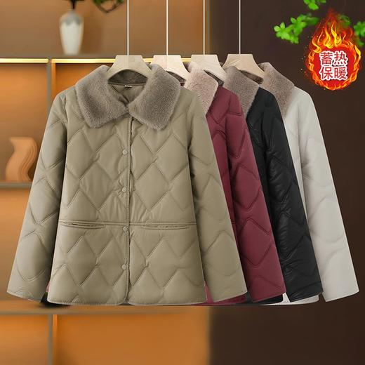 冬季【妈妈装轻薄水洗皮衣棉服】中老年女装大码 宽松毛领上衣保暖小棉衣  商品图0