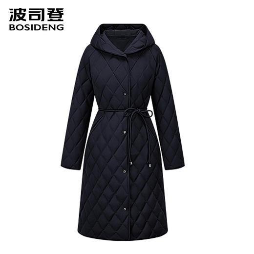波司登2025新款90鹅绒轻薄羽绒服女长款小香风菱格系带连帽外套B250134158 商品图0