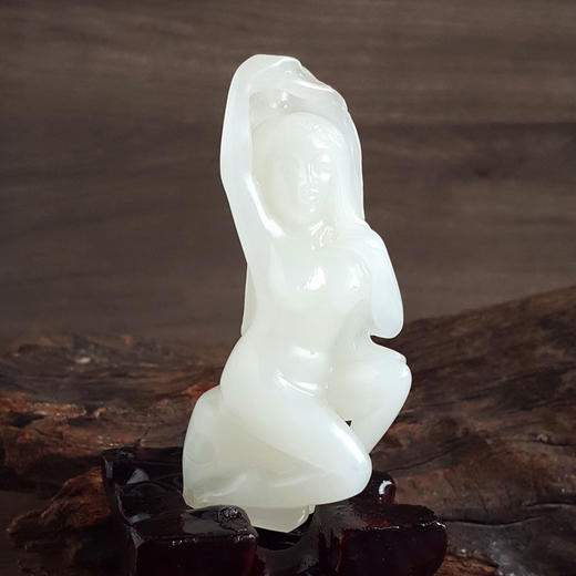 【天然正品】天然青海料细腻一级白油润度佳玉贵人（一生平顺）和田玉摆件中性210925NJS27现售价：1380特价 商品图2