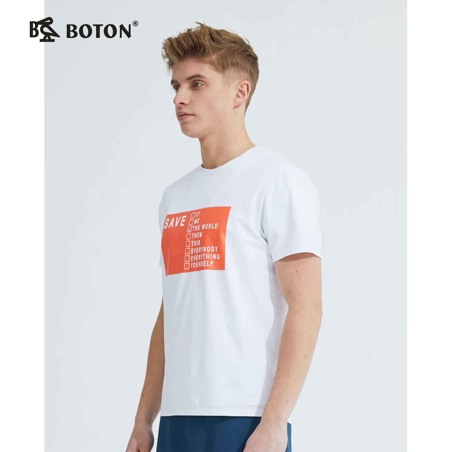 【第2件半价！尾货清仓不退换】波顿男士短袖圆领印花t恤夏季百搭套头半袖打底衫MT882221
