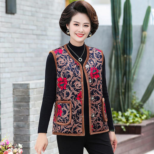 秋冬【加绒加厚妈妈装马甲】奶奶保暖背心 中老年女装老太太马夹外套坎肩  商品图12
